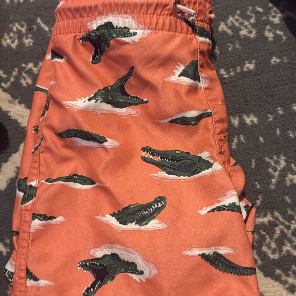 Kids Crocodile Print Swim Trunks - Orange